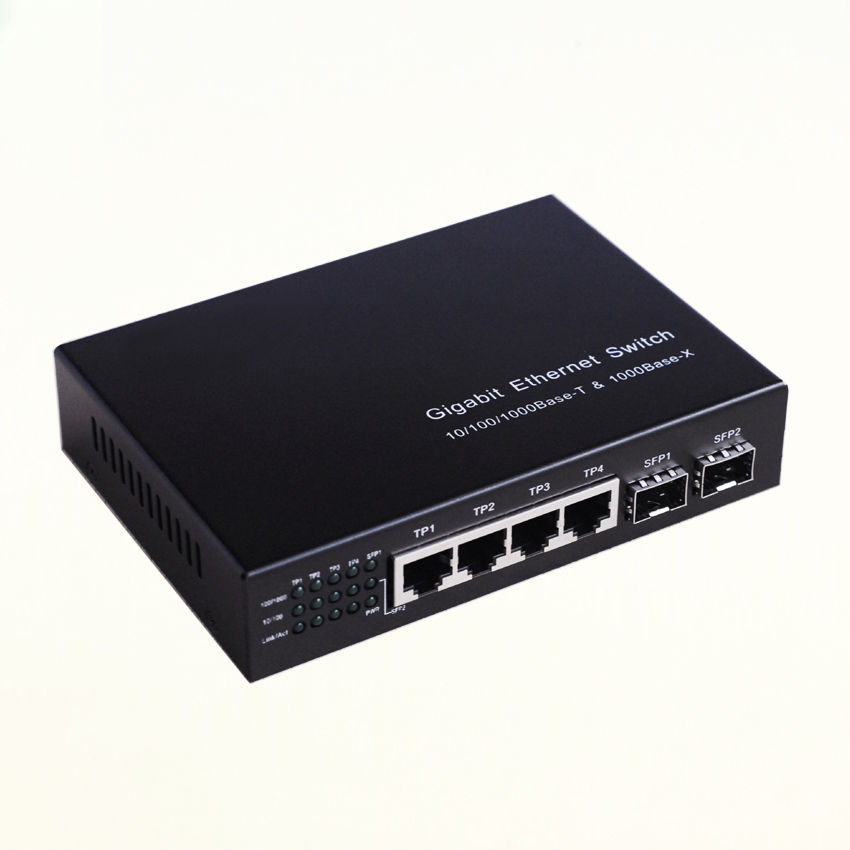 6 Port Gigabit Ethernet Switch 4 RJ45 2 Fiber – Fiber Optical 